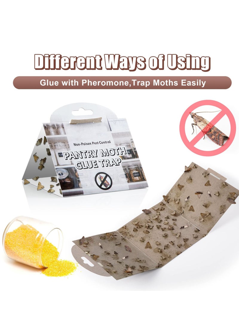 Excefore - Pantry Moth Traps with Pheromones, Safety Non-Toxic Moth Pheromone Indoor & Get Rid of Moths in House, Efficient Sticky Glue Meal Moth Trap for Food Cupboard Kitchen Home (12 Pack) - Image 1