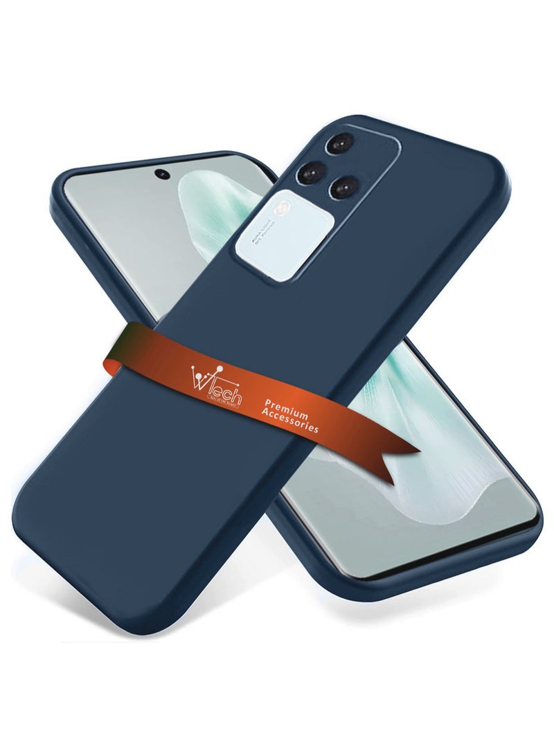 Wtech Soft Liquid Silicone Case Cover For Vivo V30 / V30 Pro 5G 2024 / Vivo S18 / S18 Pro 5G 2023 Navy Blue - Image 1