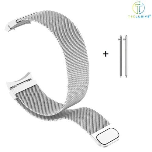 T TECLUSIVE Ultra Luxury Magnetic Metal Chain Strap Band Compatible for Galaxy Watch 7 44mm / Watch 7 40mm | No Gap Adjustable Magnetic Strap for Galaxy Watch 7 (Silver) - Image 2