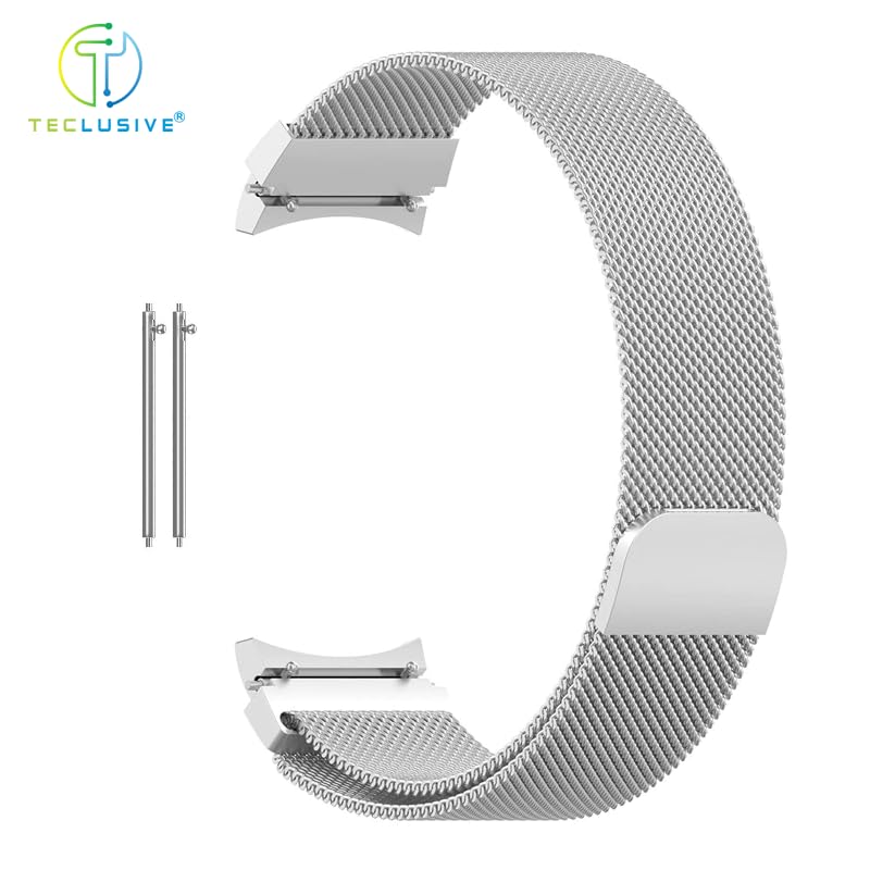 T TECLUSIVE Ultra Luxury Magnetic Metal Chain Strap Band Compatible for Galaxy Watch 7 44mm / Watch 7 40mm | No Gap Adjustable Magnetic Strap for Galaxy Watch 7 (Silver) - Image 4