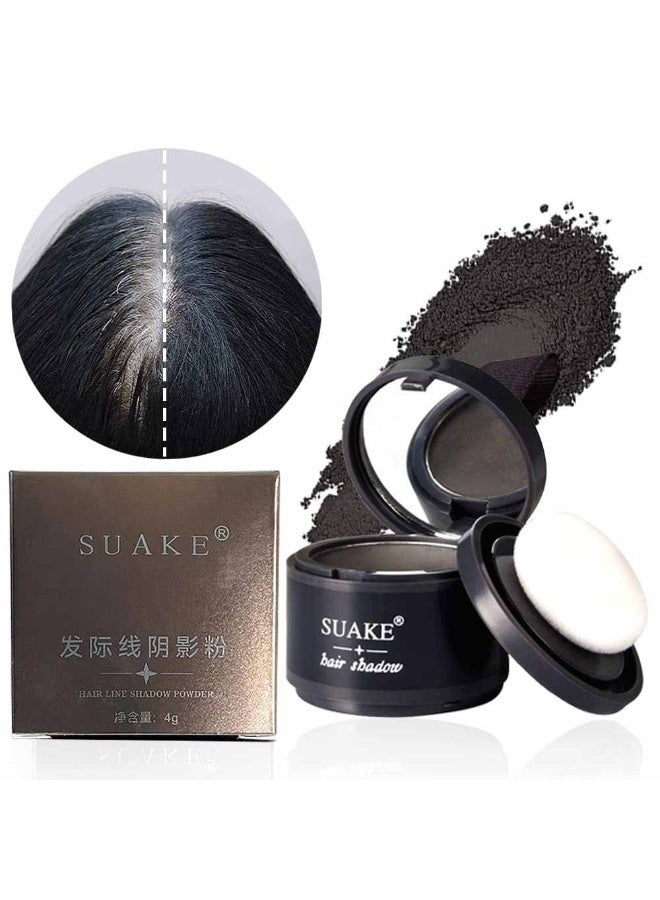SUAKE Hair Shadow Powder with Puff Touch Instantly Natural Magical Quick Cover Hairline Powder Hair Root Dye Hair Root Concealer for Thinning Hair to Beautify Forehead Curves 4g - Image 1