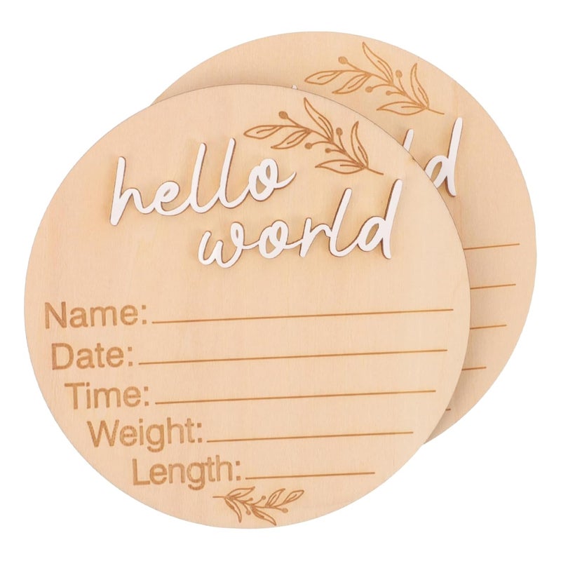 Wooden Birth Announcement Sign Natural Milestone Cards Newborn Photo Decorative Plaque Safe Sturdy - Image 1