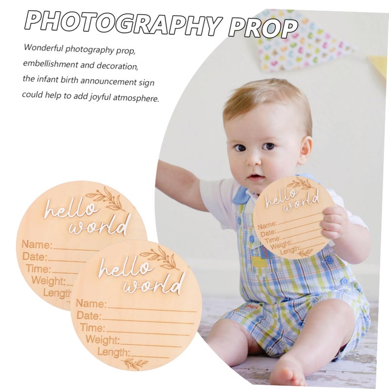 Wooden Birth Announcement Sign Natural Milestone Cards Newborn Photo Decorative Plaque Safe Sturdy - Image 4
