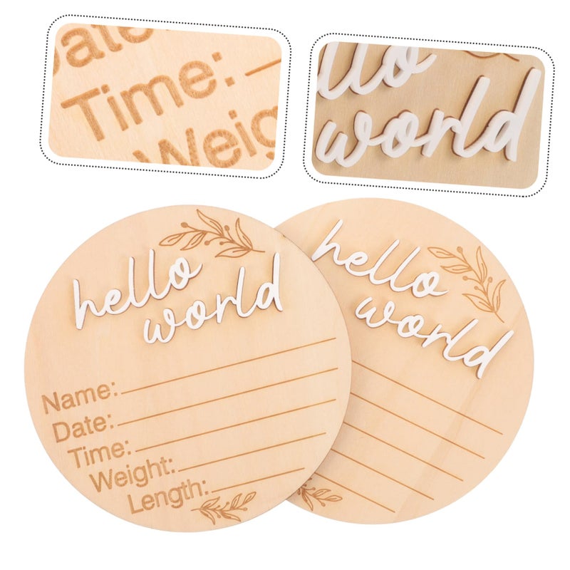 Wooden Birth Announcement Sign Natural Milestone Cards Newborn Photo Decorative Plaque Safe Sturdy - Image 5