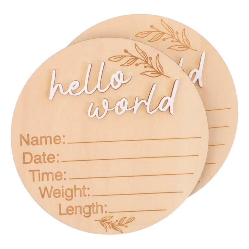 Wooden Birth Announcement Sign Natural Milestone Cards Newborn Photo Decorative Plaque Safe Sturdy - Image 2