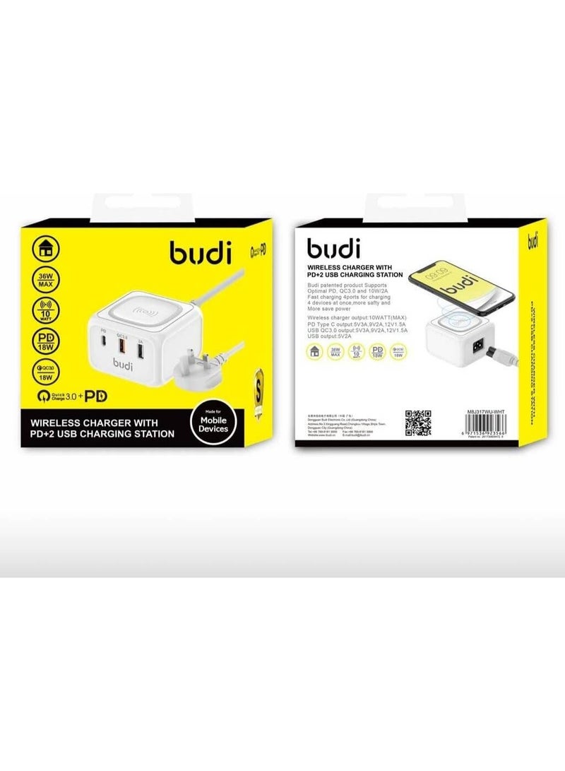 بودي محطة شحن لاسلكي مزودة بمنفذي USB وشحن سريع بتقنية PD بقدرة 36 ​​واط - Image 3