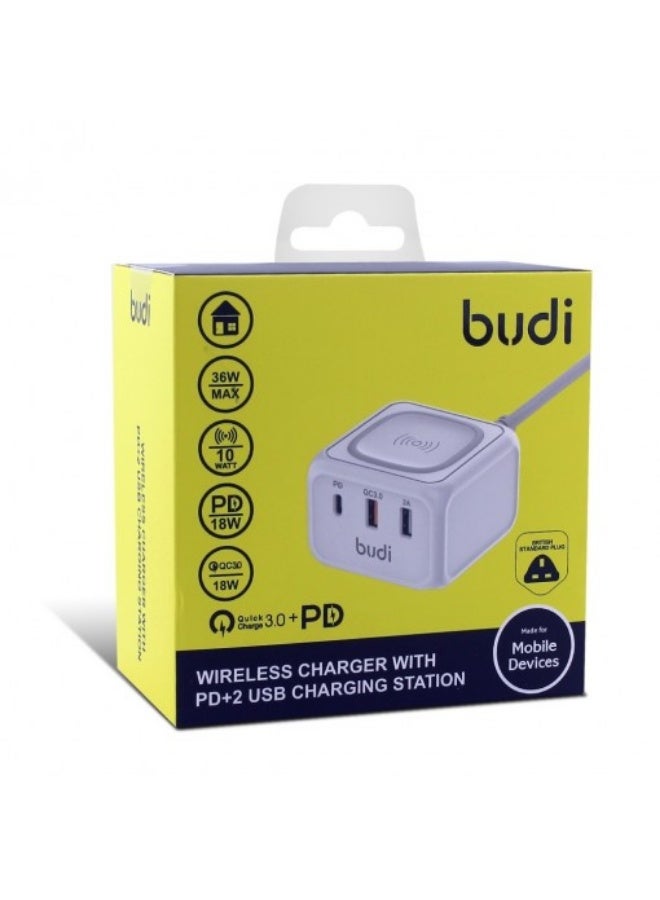 بودي محطة شحن لاسلكي مزودة بمنفذي USB وشحن سريع بتقنية PD بقدرة 36 ​​واط - Image 4