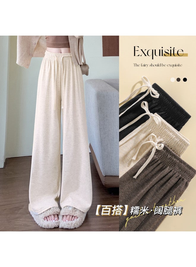 Moonbadi Women'S Casual Pants Thin Wide-Leg Trousers Loose Draped Viscose Home Pants Petite-Friendly Slimming Straight-Leg Pants - Image 2