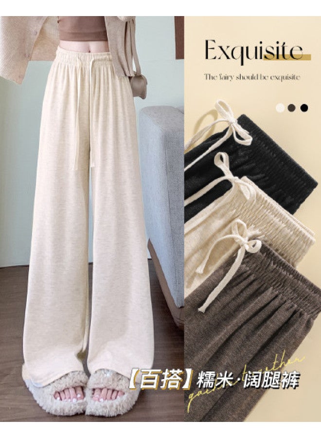 Moonbadi Women'S Casual Pants Thin Wide-Leg Trousers Loose Draped Viscose Home Pants Petite-Friendly Slimming Straight-Leg Pants - Image 1