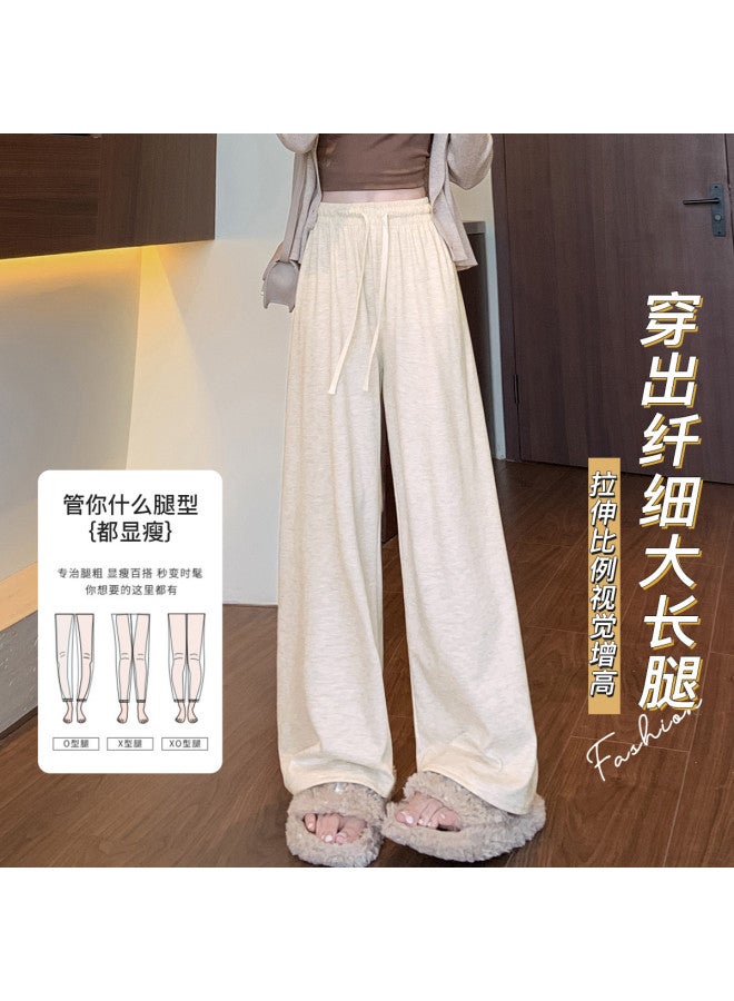 Moonbadi Women'S Casual Pants Thin Wide-Leg Trousers Loose Draped Viscose Home Pants Petite-Friendly Slimming Straight-Leg Pants - Image 4