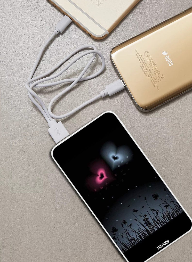 Theodor 10,000 mAh Super Fast Charging Ultra Compact Power Bank with Quick Charge & Power Delivery, Portable Charger For iPhone and Android Two Hearts (2) - Image 2
