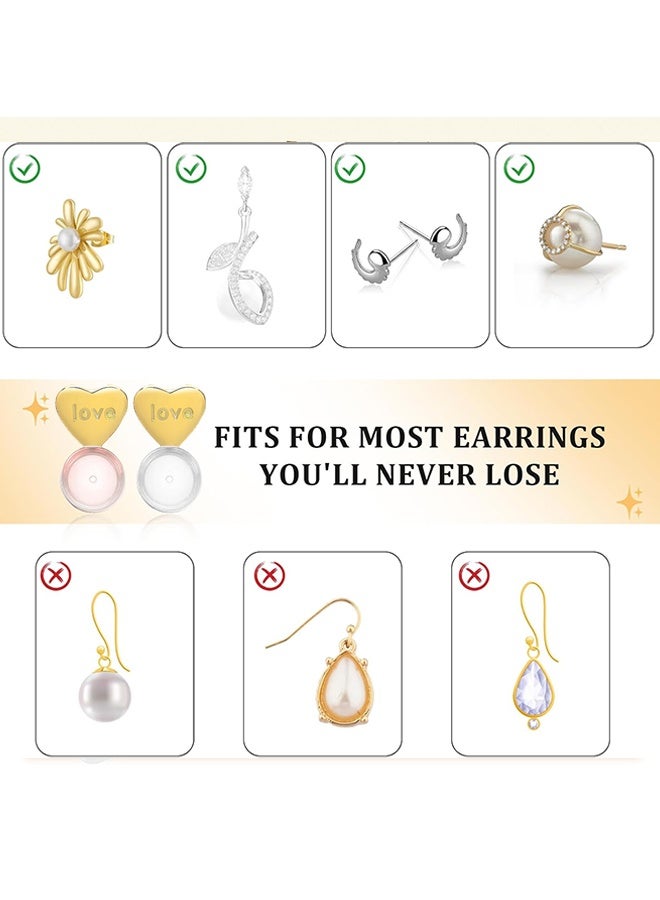 Wffo 6 Pcs Gold Earring Support for Heavy Earrings For Women, Ear Support for Heavy Earrings - Earring Back Stoppers with Box - Earring Supporter & Stopper for Comfortable Wear - Image 3