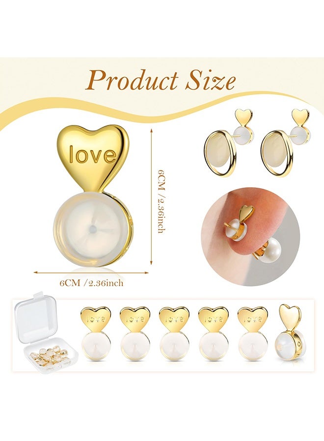 Wffo 6 Pcs Gold Earring Support for Heavy Earrings For Women, Ear Support for Heavy Earrings - Earring Back Stoppers with Box - Earring Supporter & Stopper for Comfortable Wear - Image 2