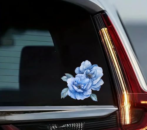 MAKTEM Watercolor Perennial Geranium Flower Car Vinyl Decal, Blue Floral Sticker for Bumper Side Mirror Window, Vehicle Decoration Decal, Lower (Blue) - Image 3