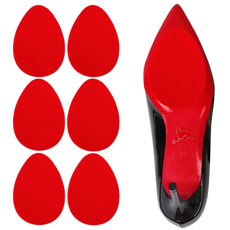 Ashoesert's Premium Silicone Red Bottom Shoe Sole Protectors for Christian Louboutin High Heels, Soft Adhesive Non Slip Shoe Grips Pads Compatible with Louboutin Shoes(Red - 3 Pairs) - Image 1