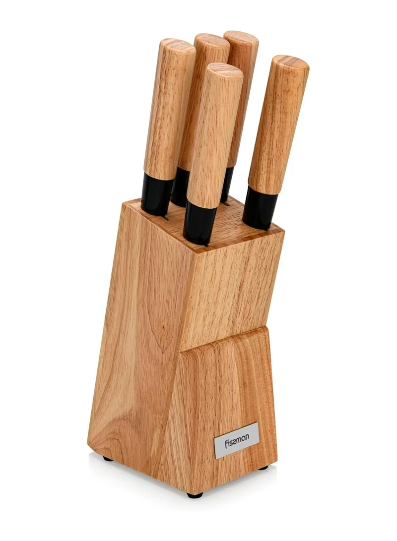 فيسمان 6-Piece Kitchen Knife Set with Wooden Block, Stainless Steel  Pascual Series Chef Knife, Slicing Knife, Bread Knife, Utility Knife, Paring Knife