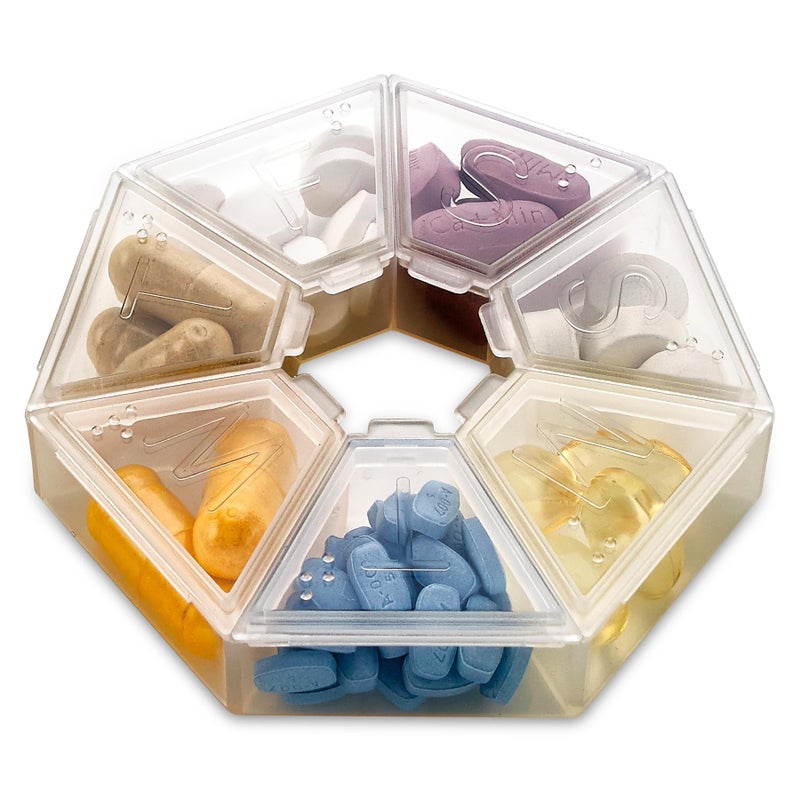 MEDca Weekly Pill Organizer Clear 7Sided Pill Reminder Hexagon Shaped