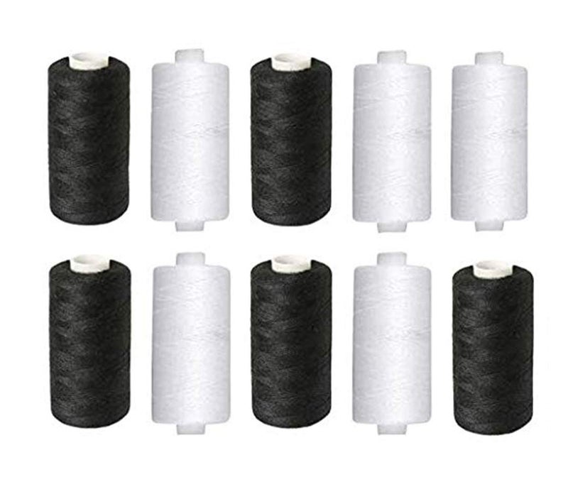 advancedestore advancedestore - 5 Black 5 White 800 m - Poly Hammer Thread Reel Spools - Sewing Yarn All Purpose - (Pack of 10) Pieces(Cotton) - Image 2