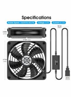 Y&D PC Fans 120mm 5V Cooling Fan 3-Degree Speed Switch Portable Home Office Metal USB Powered for Laptop/TV Box/AV cabint/PS4/Router  - Image 4