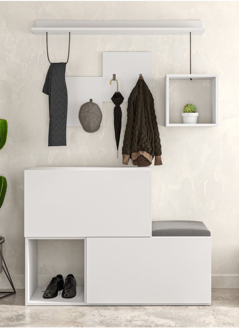 Mourah Home Holdon Hall Stand & Shoe Cabinet - 8 Pairs - White - 2 Years Warranty  - Image 1