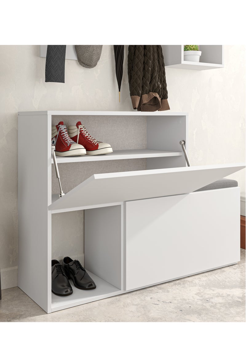 Mourah Home Holdon Hall Stand & Shoe Cabinet - 8 Pairs - White - 2 Years Warranty  - Image 3