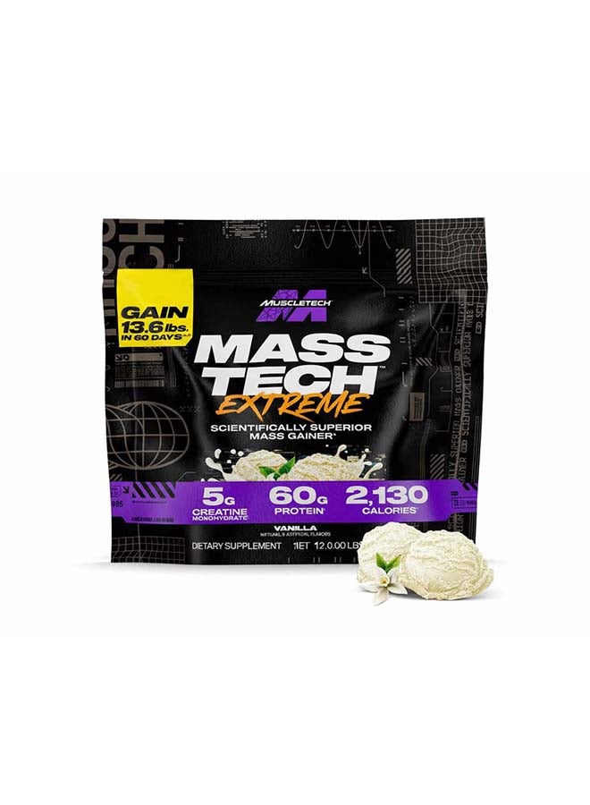 Muscletech Mass Gainer Protein Powder MassTech Extreme 2000 Muscle Builder Whey Protein Powder Protein  Creatine Carb Max Protein Weight Gainer for Women and Men Vanilla Milkshake 12 lbs