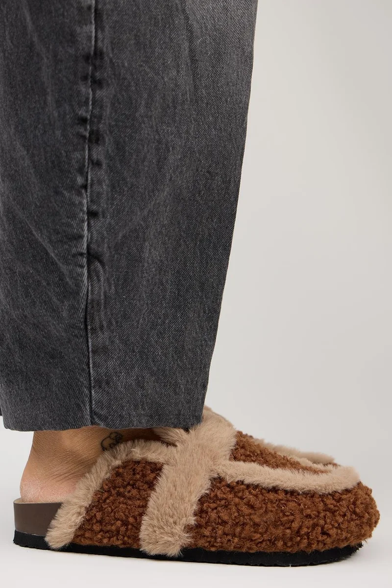 Manijero Manijero Pelini Women's Teddy Flat Slippers Coffee Slippers