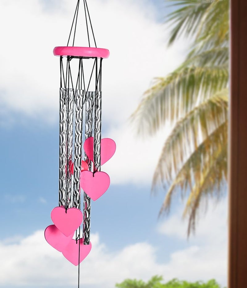 ZAICUS Pink Heart Wind Chime - Heart-Shaped Hanging Décor - Wind Chime for Home - Home Decor Items for Valentine’s Day & Special Moments - Image 4