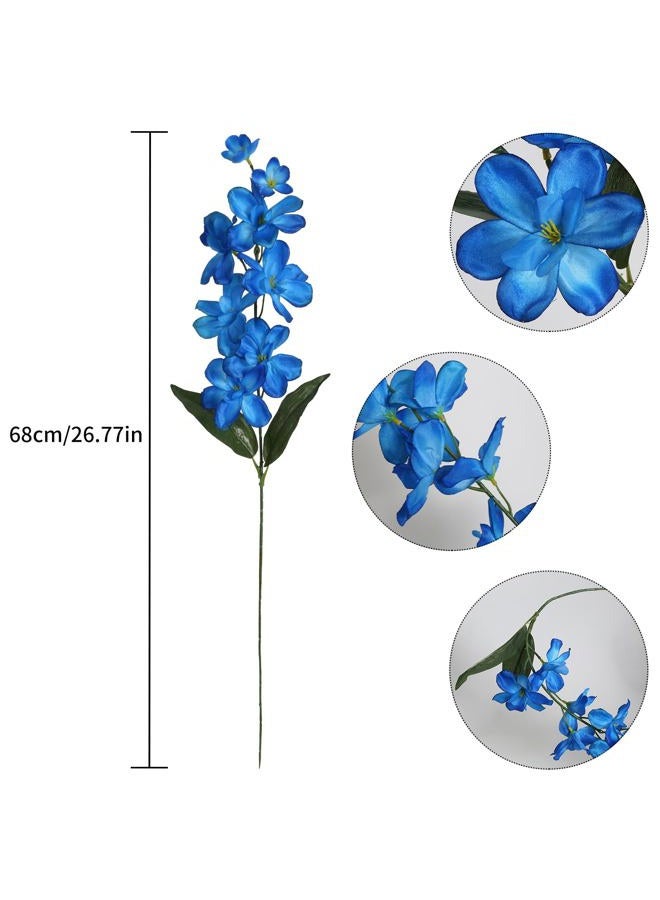 Fqueelvys 10 PCS Artificial Orchids Fake Orchid Silk Flowers 27 Inches Blue Flowers Artificial for Decoration Faux Orchid Artificial Orchid for Wedding Dinning Home Decoration(Blue) - Image 3