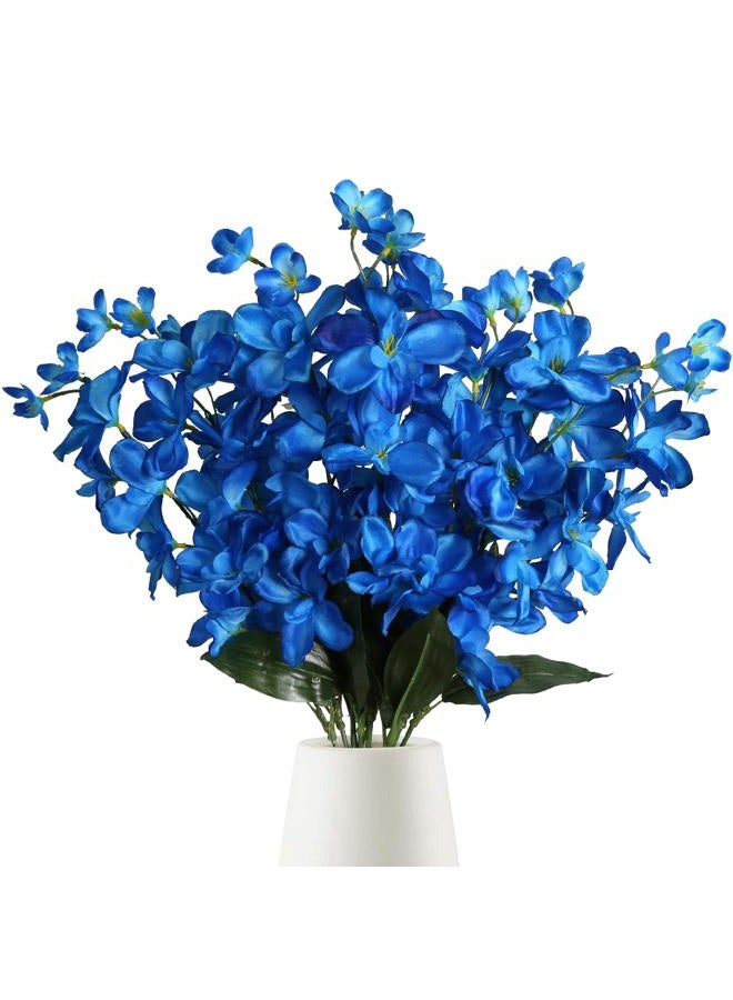 Fqueelvys 10 PCS Artificial Orchids Fake Orchid Silk Flowers 27 Inches Blue Flowers Artificial for Decoration Faux Orchid Artificial Orchid for Wedding Dinning Home Decoration(Blue) - Image 1