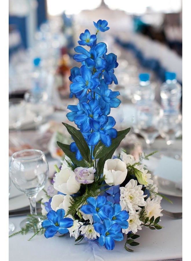 Fqueelvys 10 PCS Artificial Orchids Fake Orchid Silk Flowers 27 Inches Blue Flowers Artificial for Decoration Faux Orchid Artificial Orchid for Wedding Dinning Home Decoration(Blue) - Image 2