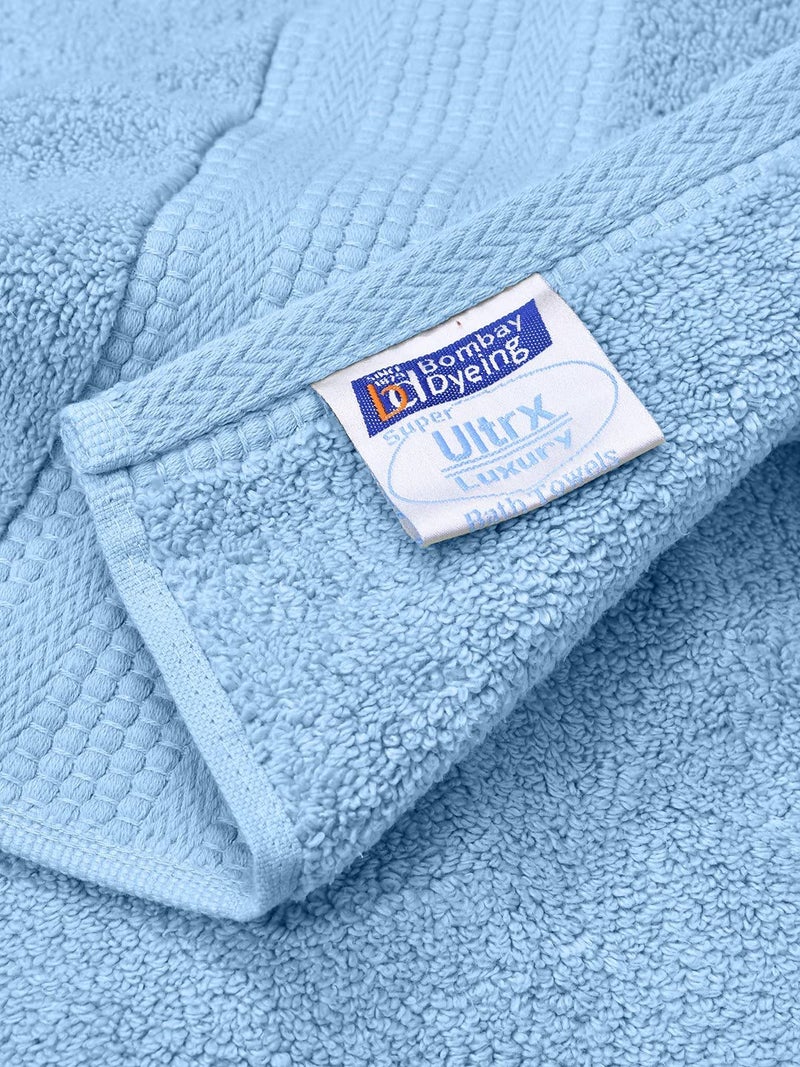 Bombay Dyeing Super Ultrx Zero Twist Plain Dyed 650 GSM Cotton Bath Towel - Ultrx Cornflower - Image 3