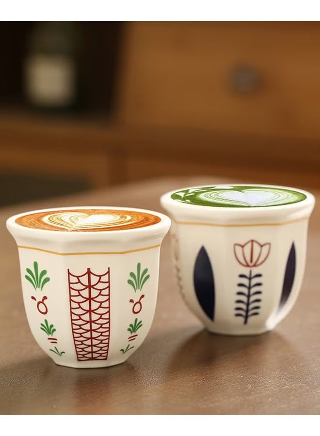 أكواب قهوة سيراميك، قطعتين من أكواب الإسبريسو، سعة 180 مل، للشاي التركي والكابتشينو واللاتيه - Image 3