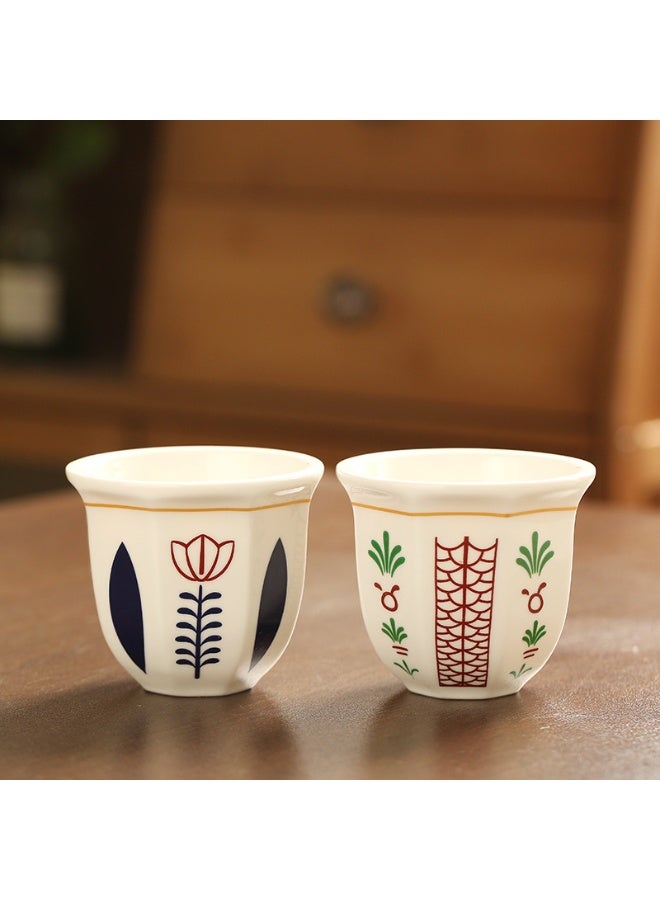 أكواب قهوة سيراميك، قطعتين من أكواب الإسبريسو، سعة 180 مل، للشاي التركي والكابتشينو واللاتيه - Image 4