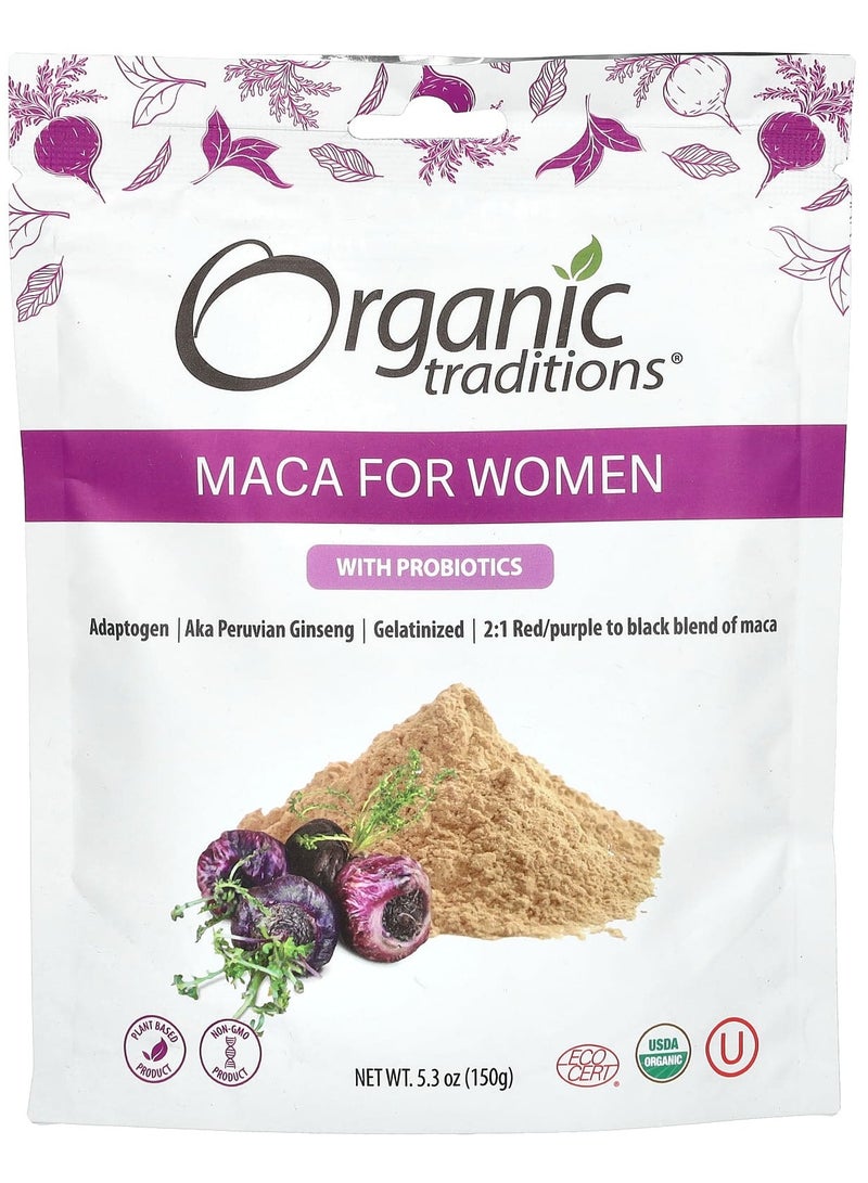 Organic Traditions ماكا للنساء مع البروبيوتيك 5.3 أونصة (150 جرام)
