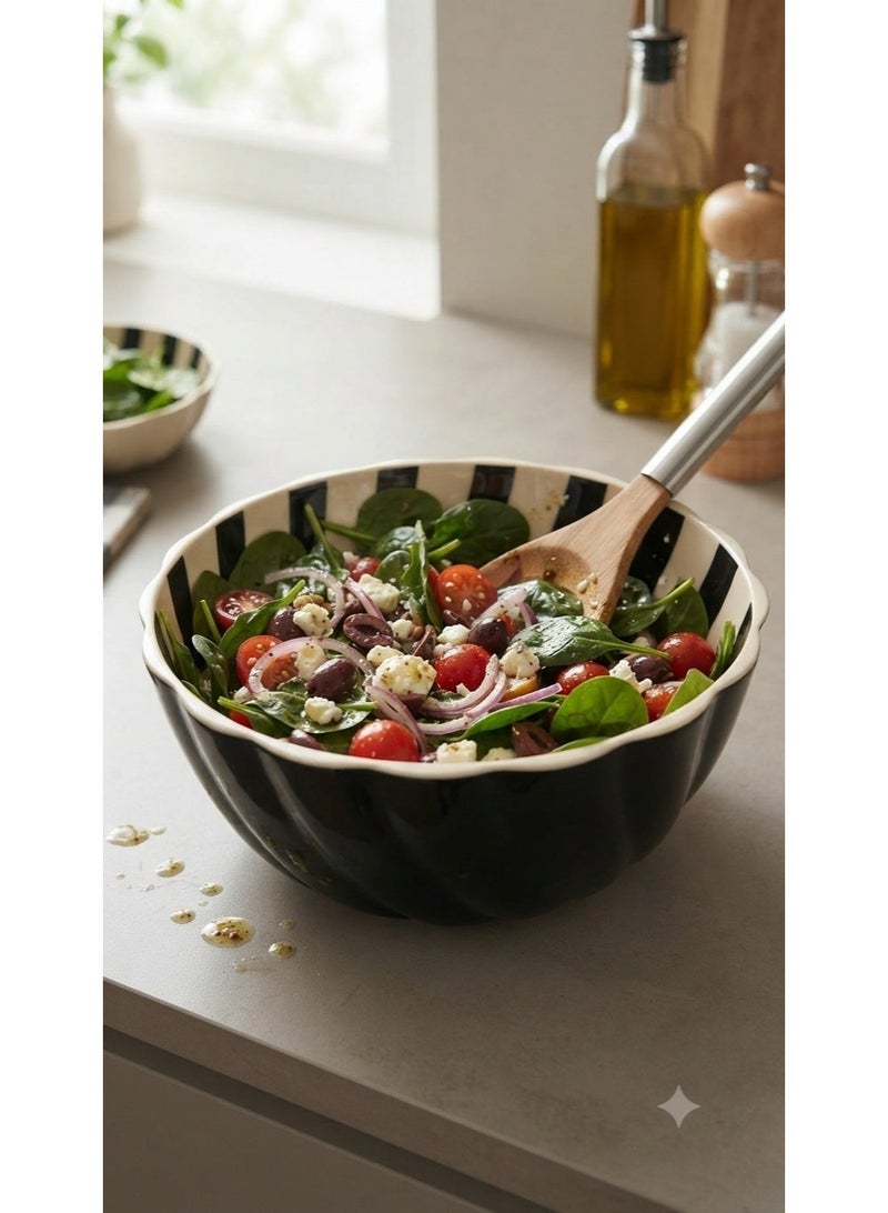 Titiz Elegant Salad Bowl by Titiz - Modern Striped Design, 3.5L Capacity - Image 4