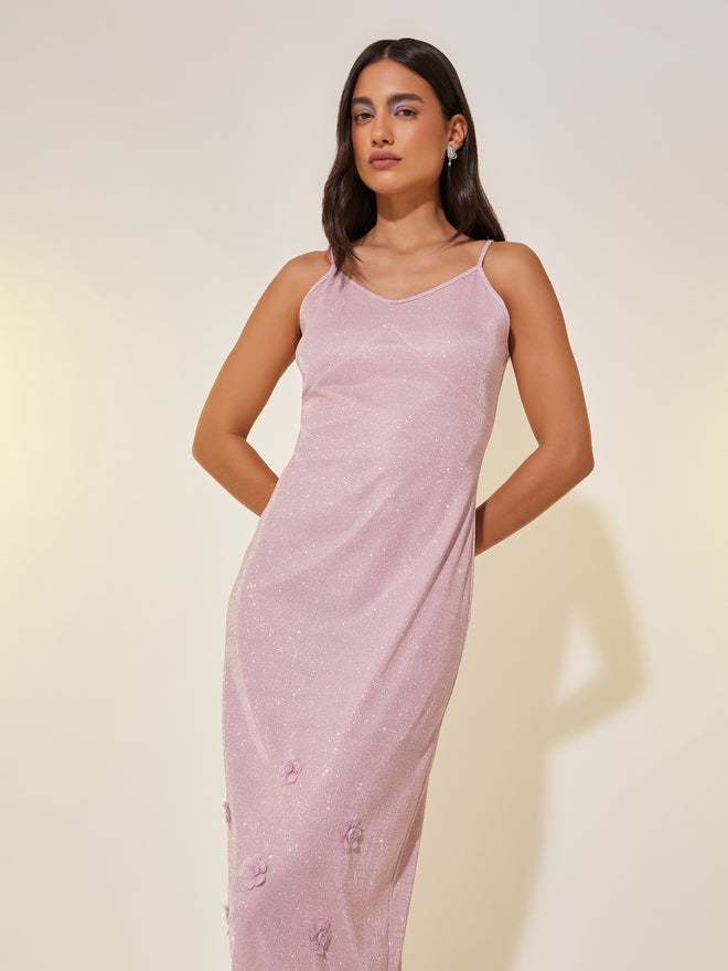 تايك تو فستان لامع بنقشة الزهور - Image 3