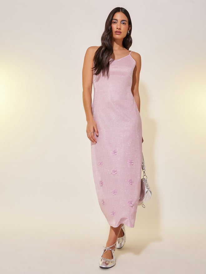 تايك تو فستان لامع بنقشة الزهور - Image 1