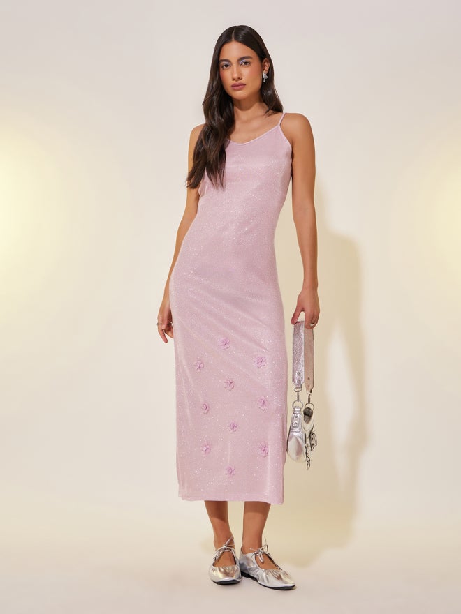 تايك تو فستان لامع بنقشة الزهور - Image 2