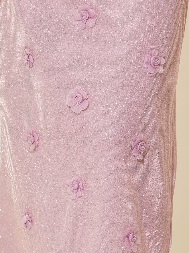 تايك تو فستان لامع بنقشة الزهور - Image 4