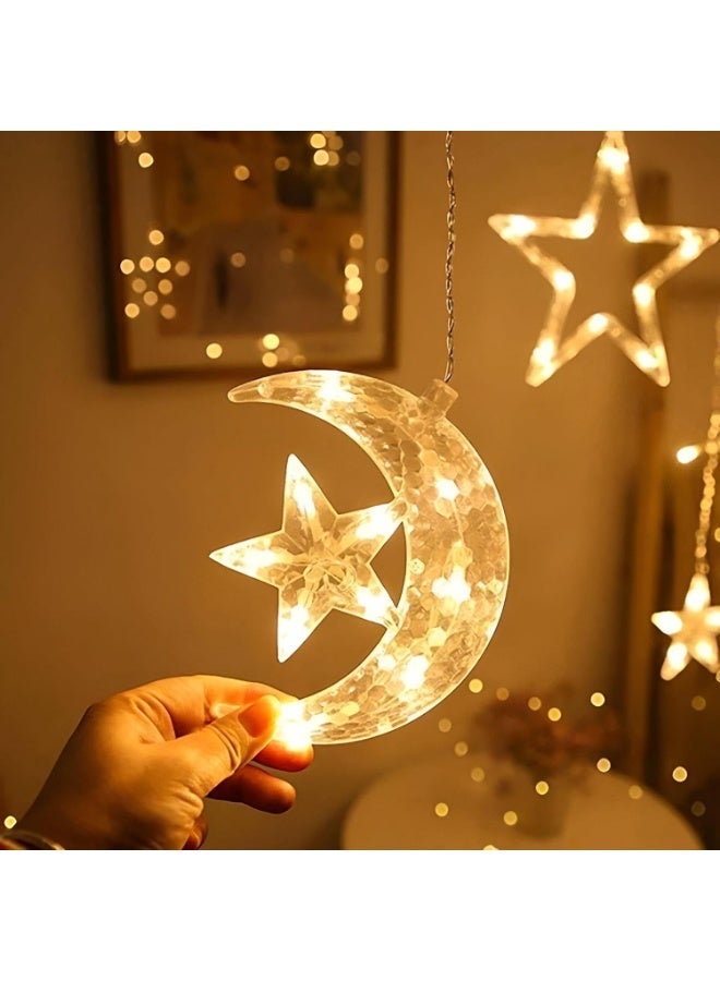 فرع نور لزينه رمضان على شكل هلال ونجمة تناسب الاجواء الرمضانية اضاءه دافئة - Image 2