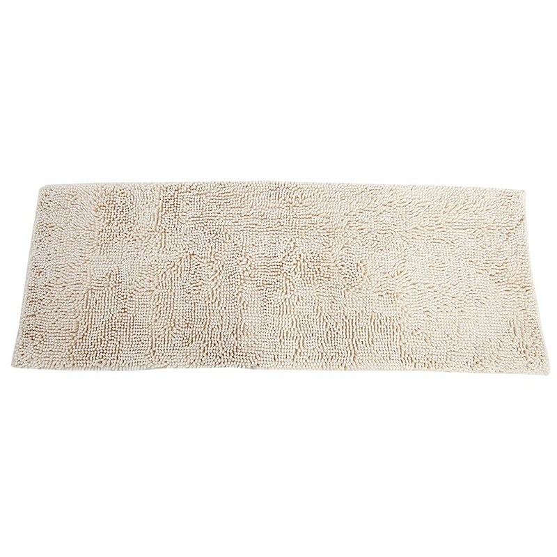 Milk White Chenille Anti Slip Bath Mat Quick Dry Water Absorbent Machine Washable Rug - Image 2