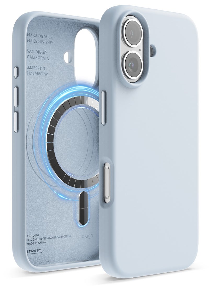 Elago Magnetic Liquid Silicone for iPhone 16 Case Cover Compatible with MagSafe Shockproof - Light Blue