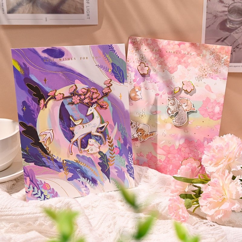 Moonlight Deer Habitat Stereo Greeting Card Creative 3D Card Birthday Blessing Christmas Moon Stars Thanksgiving Aesthetic Gift - Image 3