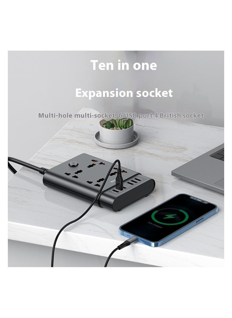 xozgdovg - Multifunctional USB intelligent plug-in 2650w multi-hole switch adapter 10A fast charging charger QC3.0 - Image 1