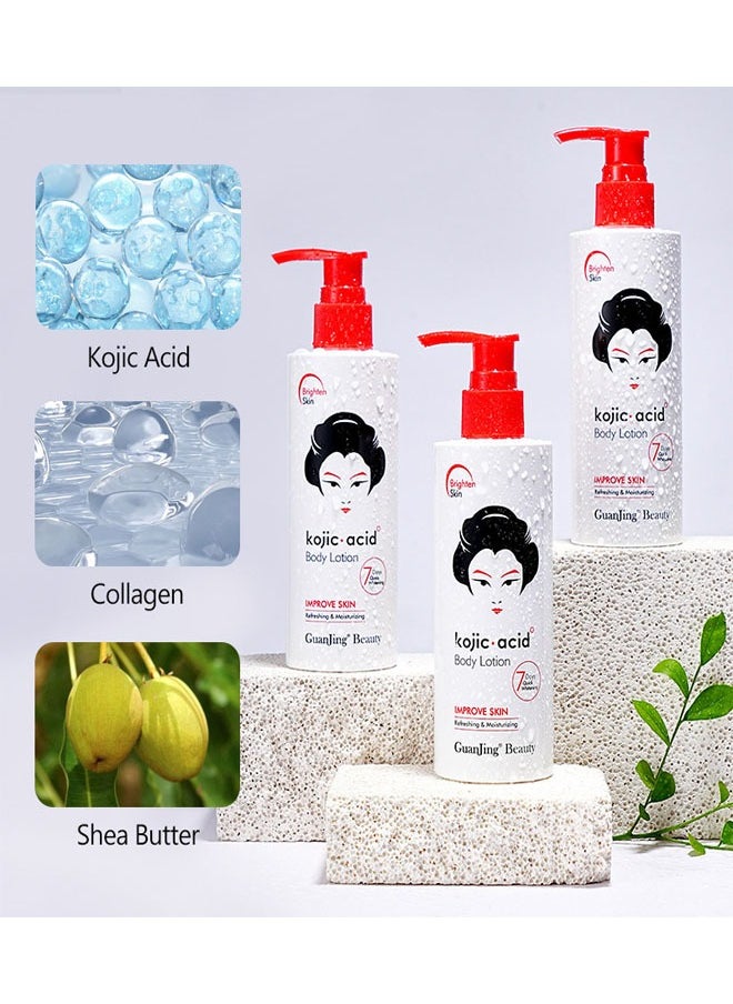 GUANJING - Kojic Acid Body Lotion for Dull or Sallow Skin Tone, Remove Melanin Improve the Sallow and Uneven Skin Enhance its Whitening Ability Keeping Fair, Smooth, Moisturized and Elastic - Image 1