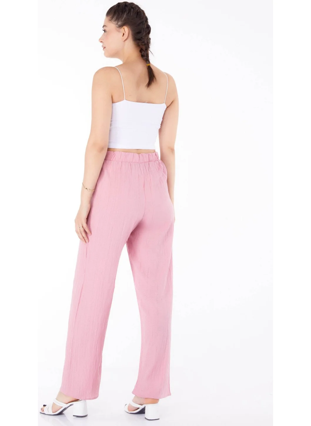 Tofisa Plain Mid Women Pink Casual Trousers - 25627