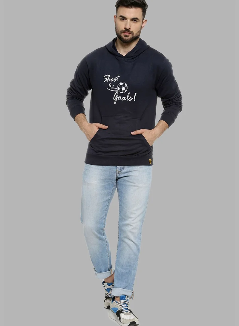 Campus Sutra Front Pocket Printed Hoodie