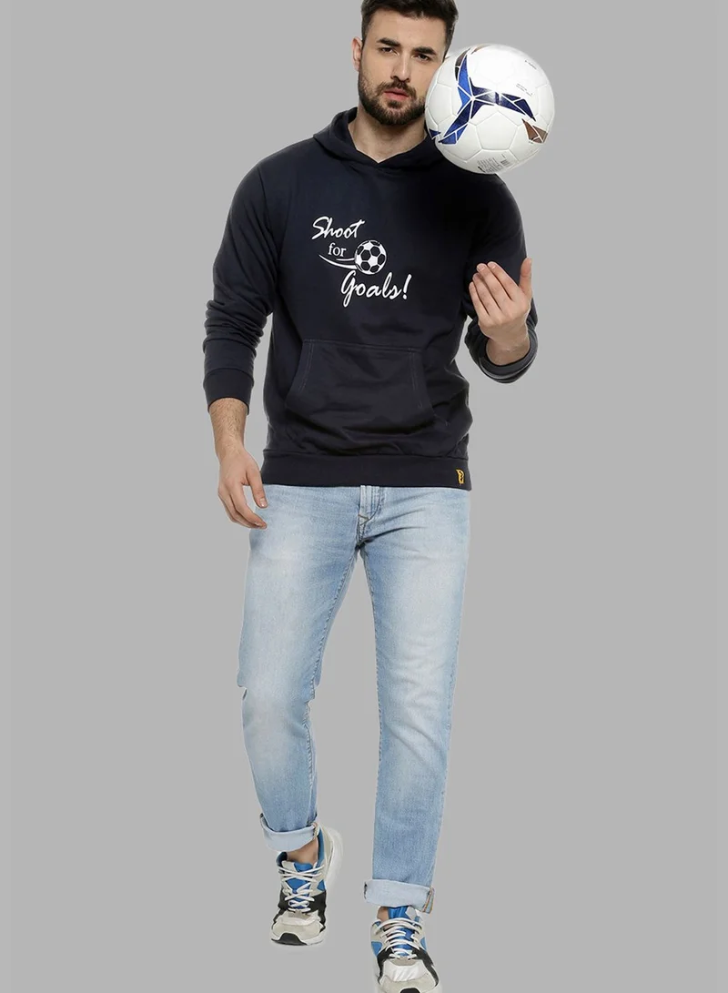 Campus Sutra Front Pocket Printed Hoodie