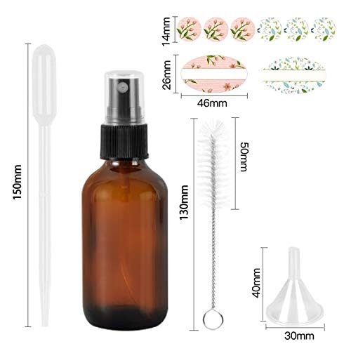 STARSIDE 4 oz Amber Glass Spray Bottles (12 Pack) - Leak Proof Fine Mist Sprayer for Face, Hair, Essential Oils - Includes Funnels, Droppers, Labels & Brush - Image 5